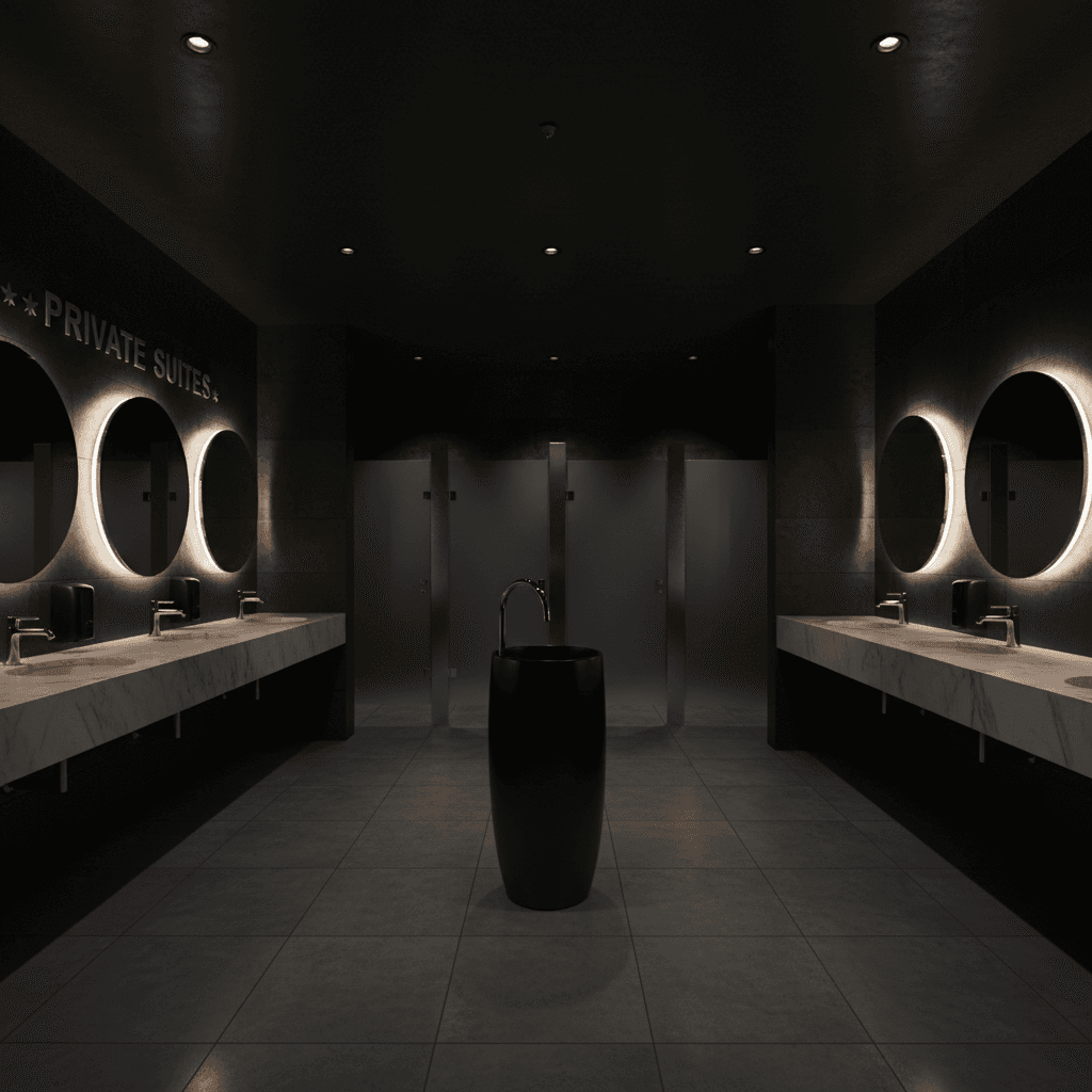 Interior of specialty restroom facility