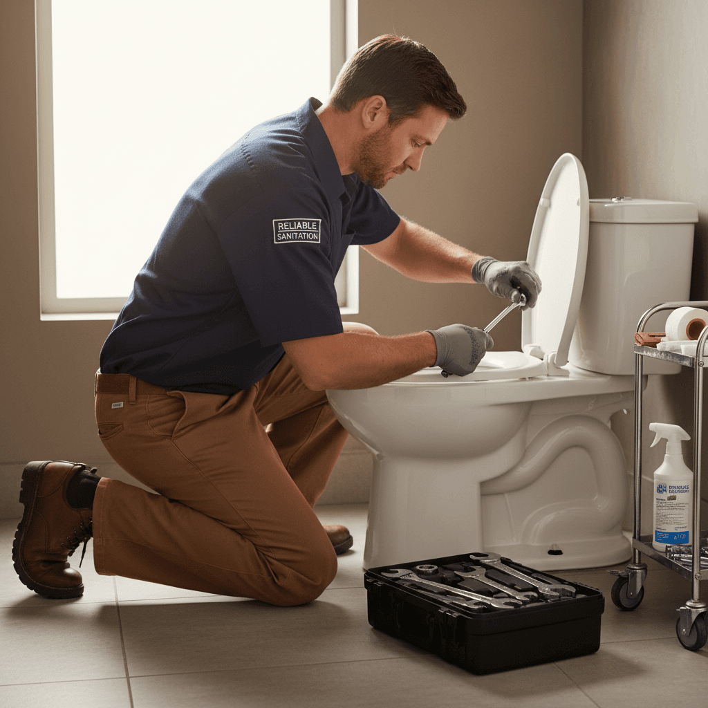 Service technician maintaining equipment