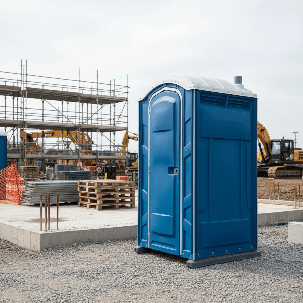 Standard portable toilet on job site