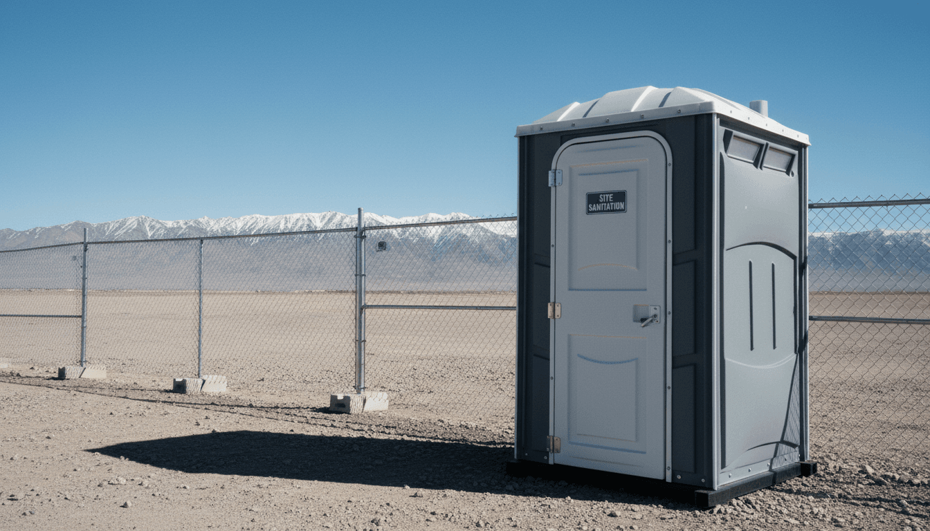 Modern portable restroom unit at a Fillmore worksite
